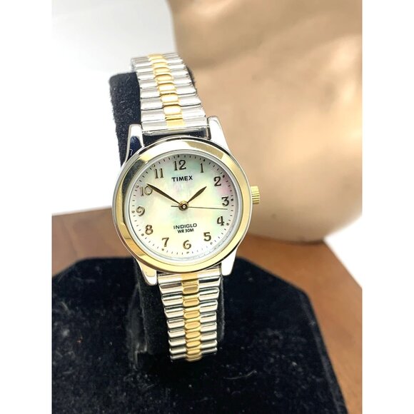 Timex Women's Watch T2M828 Quartz Indiglo Mother of Pearl Dial Two Tone Steel - Picture 14 of 15